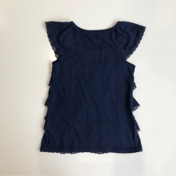 Cherokee Navy Ruffle & Lace Tee / Blouse - Picture 2 of 4
